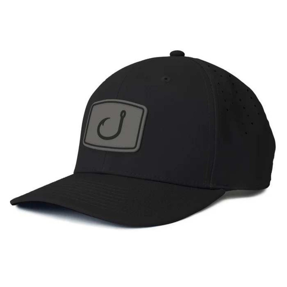Avid Gear Fishing Hat Mens OSFA Black Excellent Perforated Snapback Hook Logo